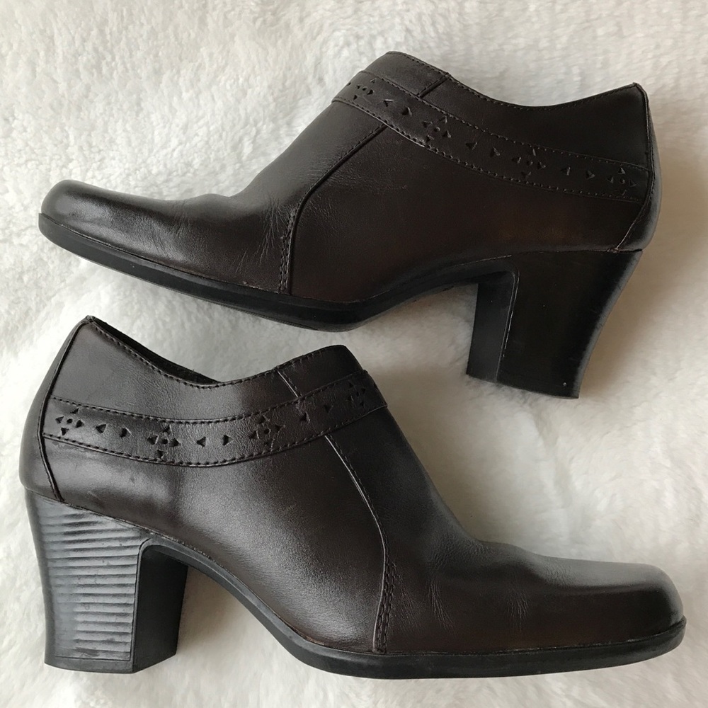 Clarks Brown Leather Booties, Size 6